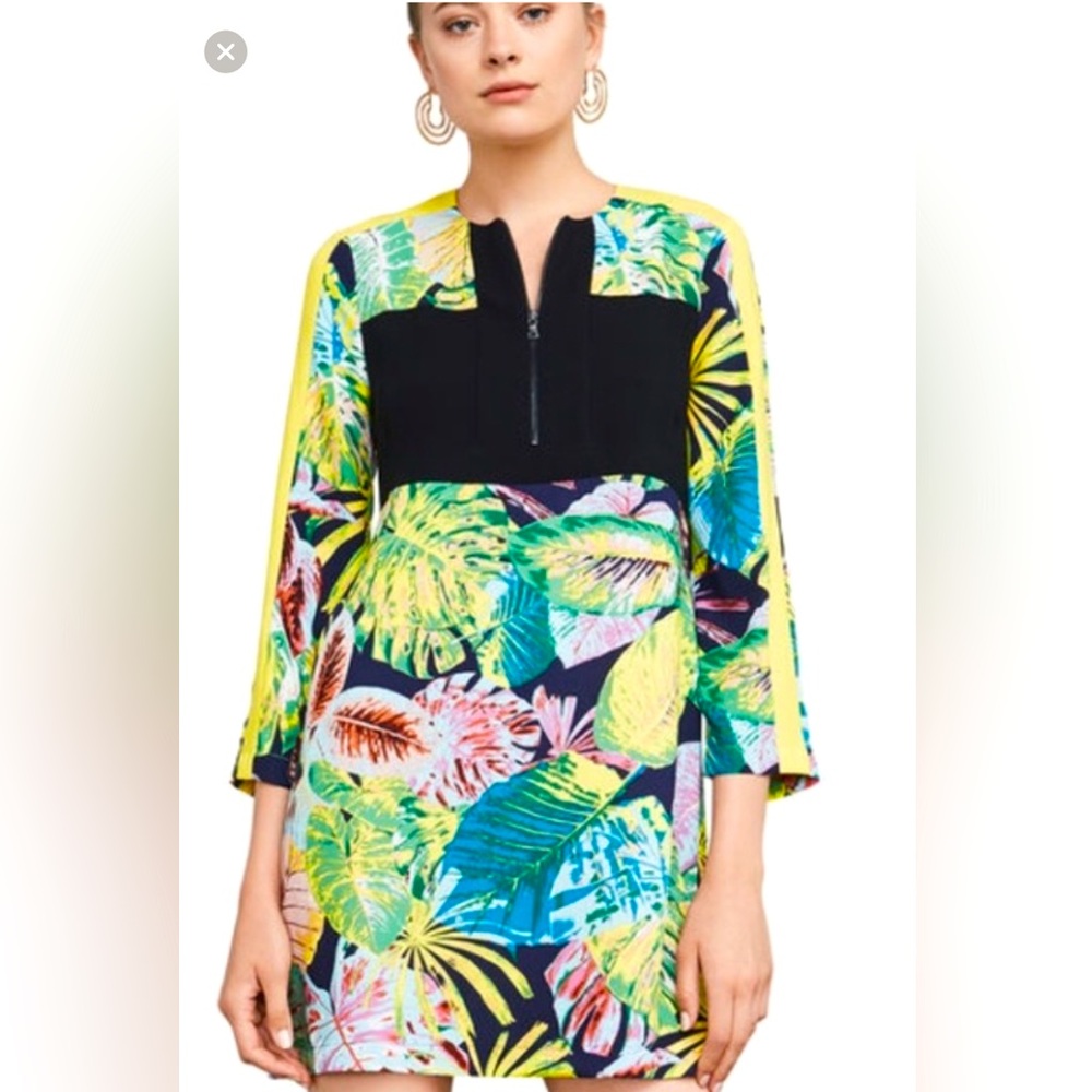 Bcbg Floral Shift Sheath 3/4 Sleeve